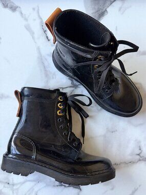 See by Chloe Florrie Black Lace-Up Rain Boots Size 35